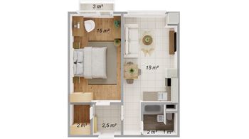 Pronájem bytu 2+kk v osobním vlastnictví 44 m², Hradec Králové