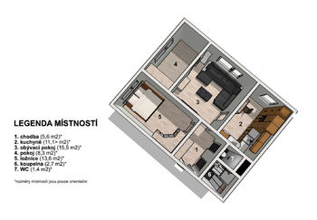plánek - Pronájem bytu 3+1 v osobním vlastnictví 60 m², Jablonec nad Nisou