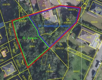 Schéma užití pozemku dle KN - Prodej pozemku 2016 m², Šestajovice