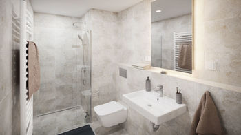 koupelna - vizualizace - Prodej bytu 3+kk v osobním vlastnictví 73 m², Kladno