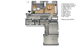 3D půdorys - přízemí domu - Prodej domu 164 m², Bělá pod Bezdězem