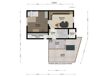 Půdorys 1. patro 2D - Prodej domu 93 m², Tábor