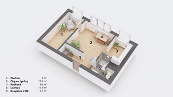 Prodej bytu 2+1, 46 m2, Šumná, Hodonín - Prodej bytu 2+1 v osobním vlastnictví 45 m², Hodonín