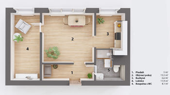 Prodej bytu 2+1, 46 m2, Šumná, Hodonín - Prodej bytu 2+1 v osobním vlastnictví 45 m², Hodonín
