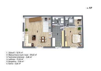 půdorys 1.NP větší dům - Prodej domu 211 m², Červené Pečky