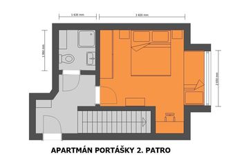 Půdorys 2. patro - Prodej bytu 2+kk v osobním vlastnictví 64 m², Pec pod Sněžkou