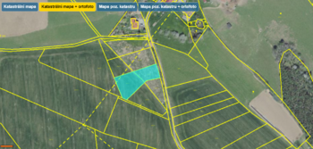 Orto mapa z KN - Prodej pozemku 2212 m², Hřiměždice