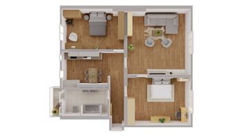 3D Půdorys bytu - Prodej bytu 3+1 v osobním vlastnictví 85 m², Ústí nad Labem