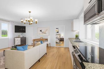 Vizualizace úpravy bytu 4+1 - propojení kuchyně s obývacím pokojem - Prodej domu 147 m², Všetaty