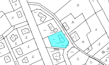mapa KN s vyznačením prodávaných pozemků - Prodej domu 169 m², Liberec