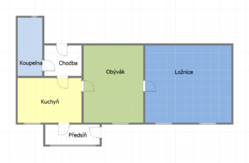 Půdorys obytné části domu v Klecánkách - Prodej domu 65 m², Klecany