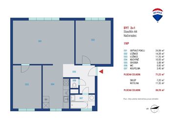 Prodej bytu 3+1 v osobním vlastnictví 71 m², Načeradec