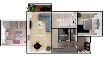 Prodej bytu 3+1 v osobním vlastnictví 67 m², Český Krumlov