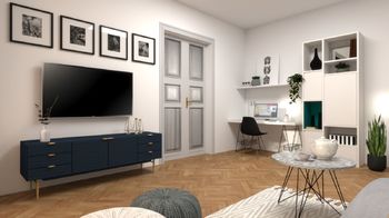 vizualizace obývací pokoj 2 - Prodej bytu 3+1 v osobním vlastnictví 104 m², Brno