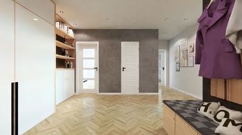 návrh vstupní haly - Prodej bytu 3+1 v osobním vlastnictví 88 m², Brno