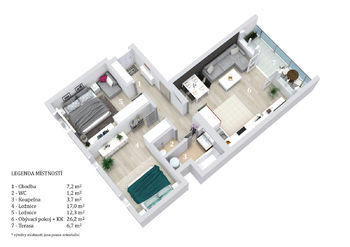 Prodej bytu 3+kk v osobním vlastnictví 67 m², Praha 9 - Letňany