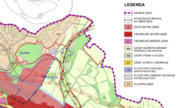Územní plán obce + legenda  - Prodej pozemku 2963 m², Bystřany