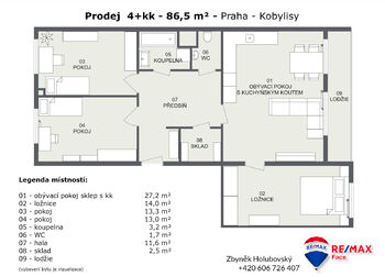 Prodej bytu 4+kk v osobním vlastnictví 86 m², Praha 8 - Kobylisy