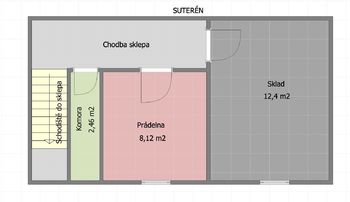 Půdorys budovy - SUTERÉN - Prodej kancelářských prostor 89 m², Strakonice
