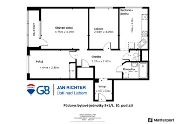 Prodej bytu 3+1 v osobním vlastnictví 82 m², Ústí nad Labem