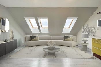 vizualizace obývacího pokoje - Prodej bytu 2+kk v osobním vlastnictví 56 m², Holubice