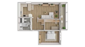 Půdorys bytu - Prodej bytu 3+kk v družstevním vlastnictví 63 m², Bílina