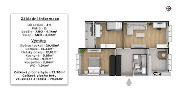 Prodej bytu 3+1 v osobním vlastnictví 72 m², Dobřany