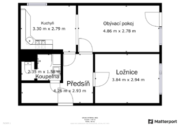 Prodej bytu 2+1 v osobním vlastnictví 48 m², Krupka