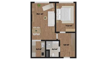 Pronájem bytu 2+kk v osobním vlastnictví 47 m², Praha 6 - Vokovice