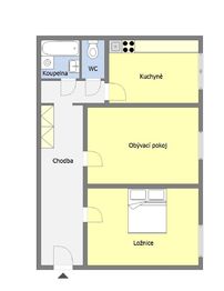 Orientační půdorys bytu - Prodej bytu 2+1 v osobním vlastnictví 67 m², Praha 10 - Strašnice