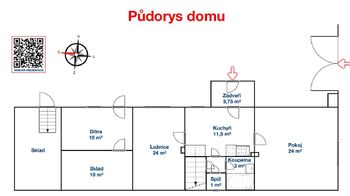 Půdorys domu - Prodej domu 60 m², Chodouny