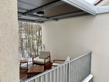 Zastřešená terasa - Prodej bytu 3+kk v osobním vlastnictví 69 m², Kunice