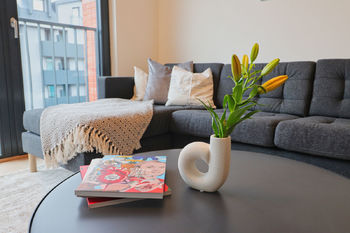 Obývací pokoj - detail - Pronájem bytu 2+kk v osobním vlastnictví 54 m², Praha 8 - Karlín