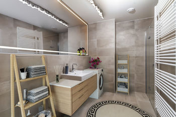 Koupelna (vizualizace) - Prodej bytu 3+kk v osobním vlastnictví 101 m², Vrchlabí