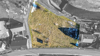 satelitní snímek s geometricky vyznačenými pozemky - Prodej pozemku 3839 m², Bělá pod Pradědem
