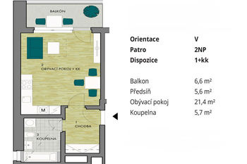 Pronájem bytu 1+kk v osobním vlastnictví 42 m², Praha 9 - Hloubětín