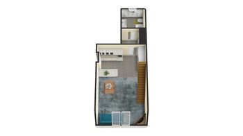 3D půdorys 1 NP - Prodej bytu 5+kk v osobním vlastnictví 113 m², Dobřichovice
