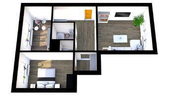 Půdorys bytu - Pronájem bytu 2+1 v osobním vlastnictví 56 m², Česká Lípa
