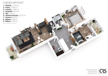 Prodej bytu 3+kk v osobním vlastnictví 87 m², Praha 9 - Vysočany