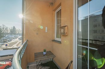 Balkon. - Prodej bytu 3+1 v družstevním vlastnictví 76 m², Jindřichův Hradec
