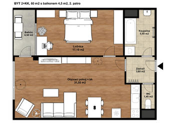 Pronájem bytu 2+kk v osobním vlastnictví 60 m², Tábor