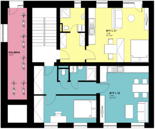 Návrh dispozičního řešení – bytový dům 1. PP - Prodej domu 280 m², Břeclav