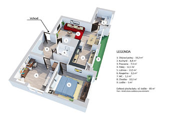 Prodej bytu 4+1 v osobním vlastnictví 76 m², Kladno