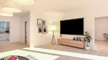 Vizualizace - takto může obývací pokoj vypadat - Prodej domu 180 m², Neveklov