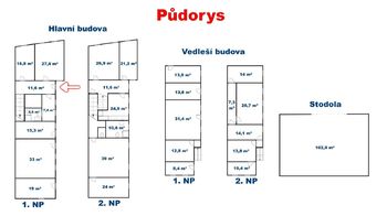 Půdorys - Prodej domu 456 m², Vrutice