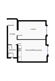 Plánek - Pronájem bytu 2+kk v osobním vlastnictví 50 m², Praha 4 - Nusle