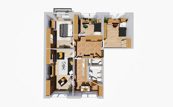 Půdorys - Prodej bytu 4+1 v osobním vlastnictví 88 m², Třebíč
