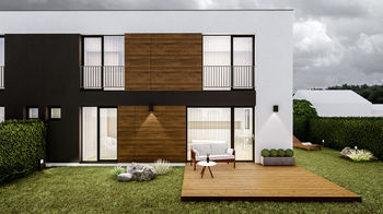 vizualizace_pohled na dům - Prodej bytu 5+kk v osobním vlastnictví 110 m², Mukařov