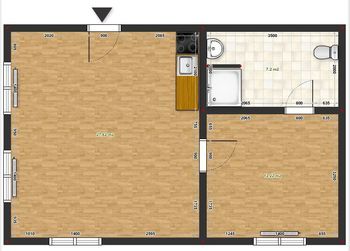 půdorys - Pronájem bytu 2+kk v osobním vlastnictví 48 m², Česká Třebová