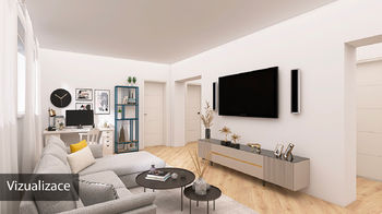 Obývací pokoj - vizualizace - Prodej domu 293 m², Zadní Třebaň